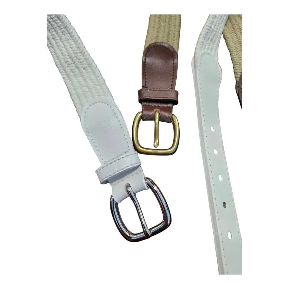 Set of 2 Cloth Braided Belts Tan and White Womens size Large